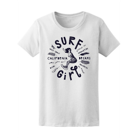 Vintage Tropical Coast Surf Girl T-Shirt Women -Image by Shutterstock, Female Small
