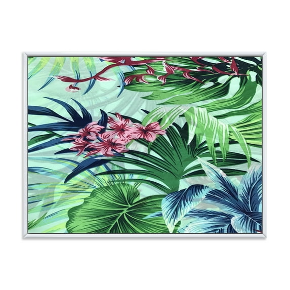 Vintage Tropical Flowers VI 32 in x 16 in Framed Painting Canvas Art Print, by Designart