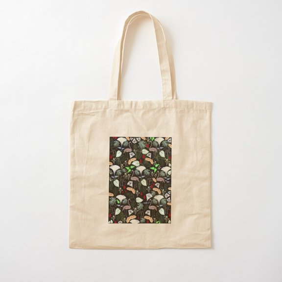 Vintage Tropical Gilly Wallpaper Canvas Tote Bags, Reusable Shopping Bag