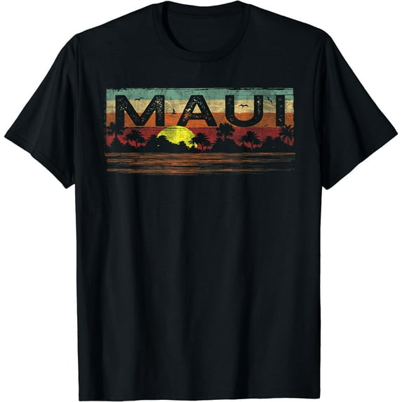 Vintage Tropical Maui Hawaii Shirt - Maui HI shirt Black X-Large