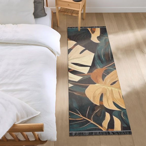 Vintage Tropical Plants Bedroom Runner Rug 2'x 6' Non Slip Carpet Indoor Home Area Rug Living Room