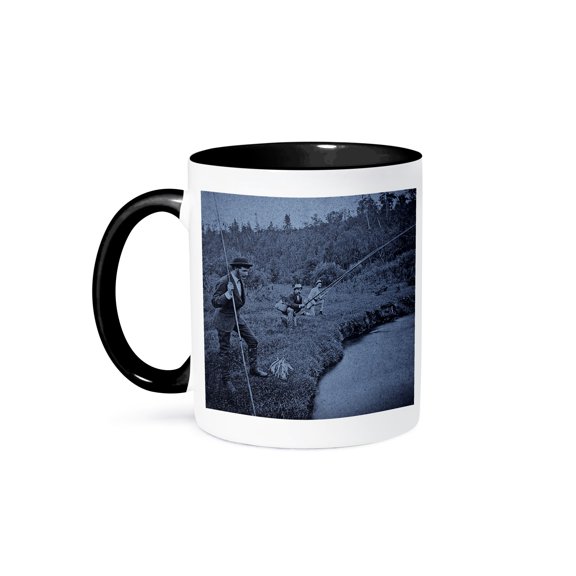 Vintage Trout Fishermen, 15oz Two-Tone Black Mug