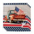 thumbnail image 1 of Vintage Truck American Flag Cloth Napkins, Blue Star 4th of July Washable and Reusable Dinner Napkins Set of 4, Table Napkin for Kitchen Party Birthday Wedding Hotel Housewarming 20"x20", 1 of 9