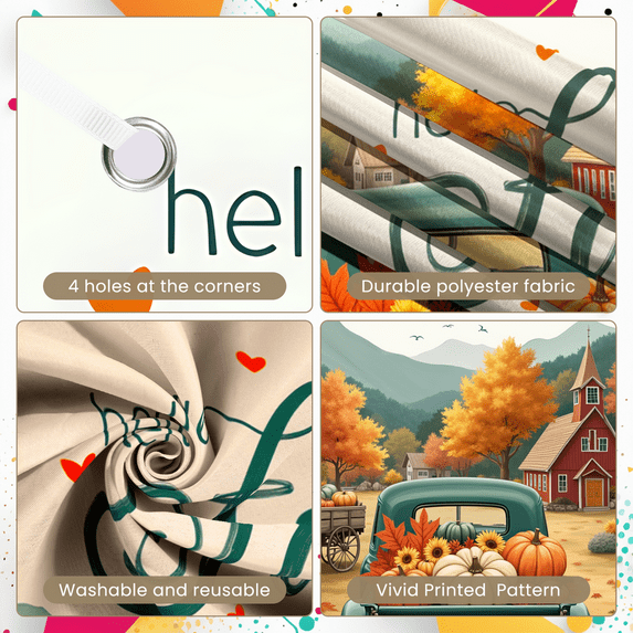 Vintage Truck Autumn Banner Rustic Pumpkin Harvest Fall Scenery for Home Decoration Seasonal Celebration Farmhouse Decor