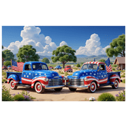 Vintage Truck Banner Patriotic Stars Stripes Design Pickup Decoration Outdoor Display for Car Enthusiasts National Holidays