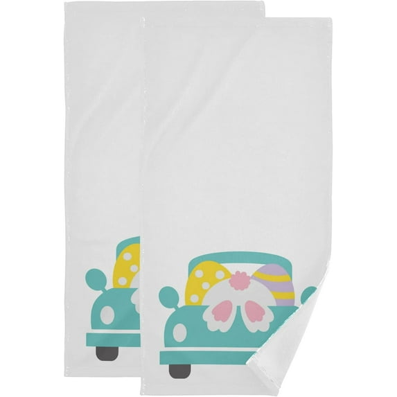 Vintage Truck Easter Bunny Hand Towels for Bathroom, Easter Eggs Kitchen Towel 2 PCS Ultra Soft and Highly Absorbent Decorative Fingertip Face Bath Towels for Spa & Hotel, 28.3"x 14.4"
