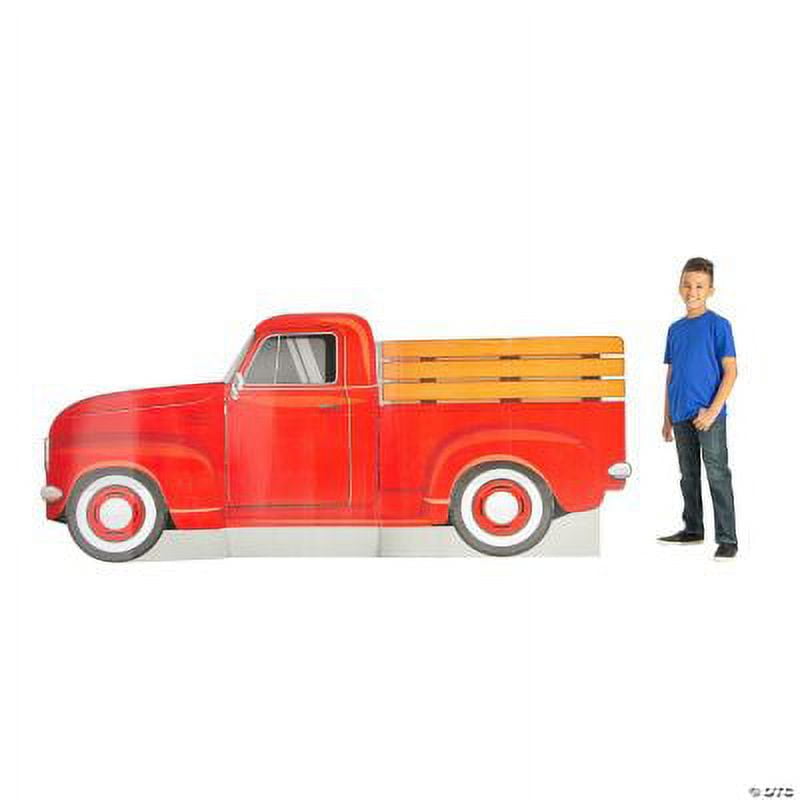 Large Red Cardboard Vintage Farm Truck Party Stand-Up