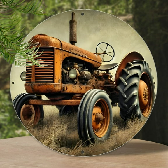 Vintage Truck-Themed Round Metal Sign - Rustic Country Decor for Home, Cafe, Restaurant, Bar - Unique Holiday Gift Idea, Perfect for Room Decor