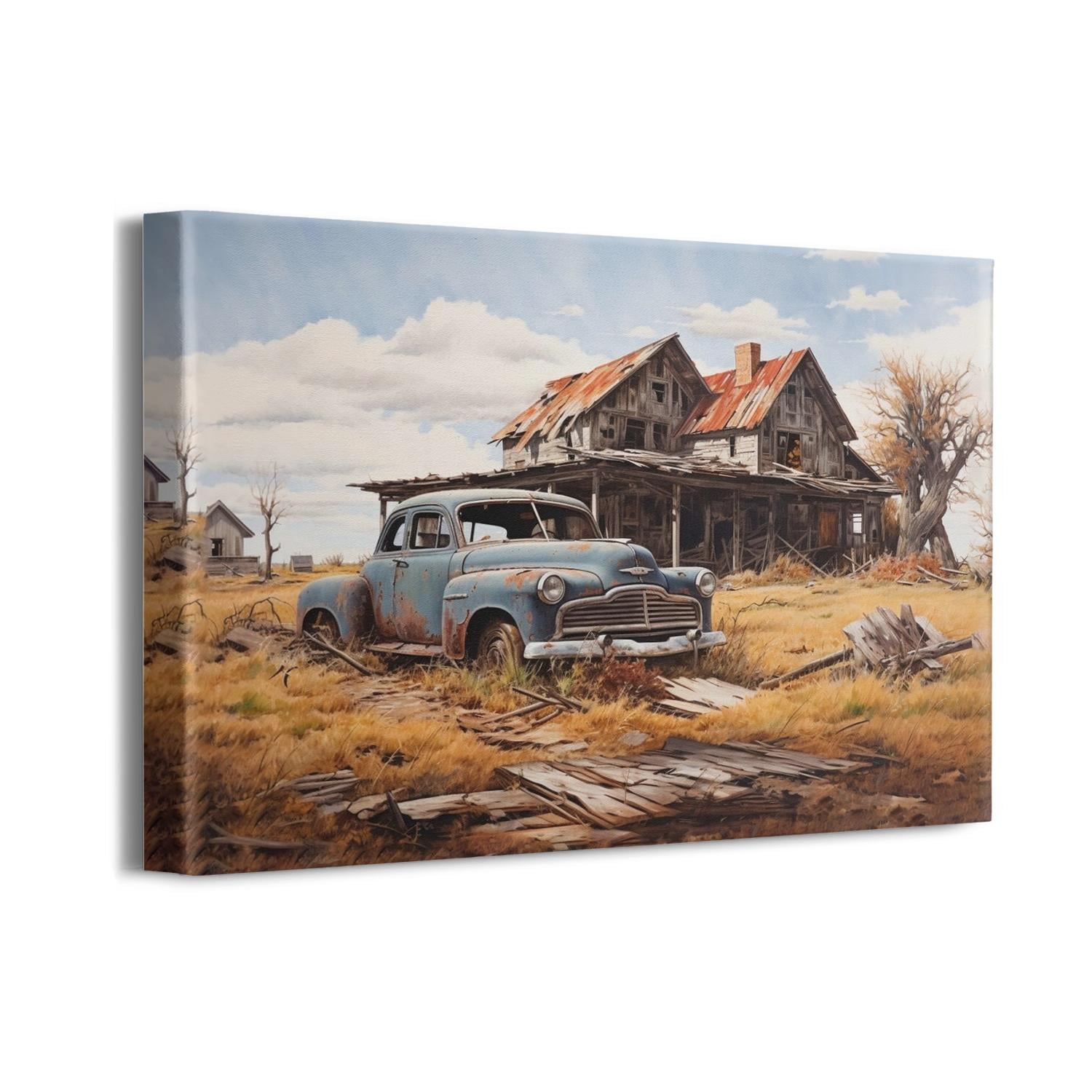 Vintage Truck Wall Art Rustic Landscape Wall Decor Farmhouse Old Barn