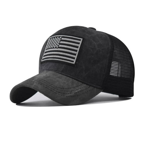 Vintage Trucker Hats for Men American Flag Patch Breathable Mesh Baseball Caps`