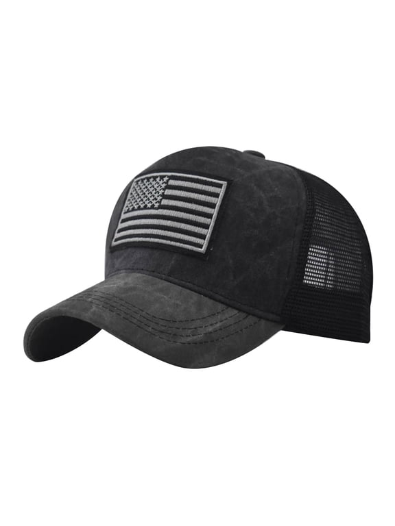 Vintage Trucker Hats for Men American Flag Patch Breathable Mesh Classic Baseball Caps Adjust Cotton Running Ball Hats