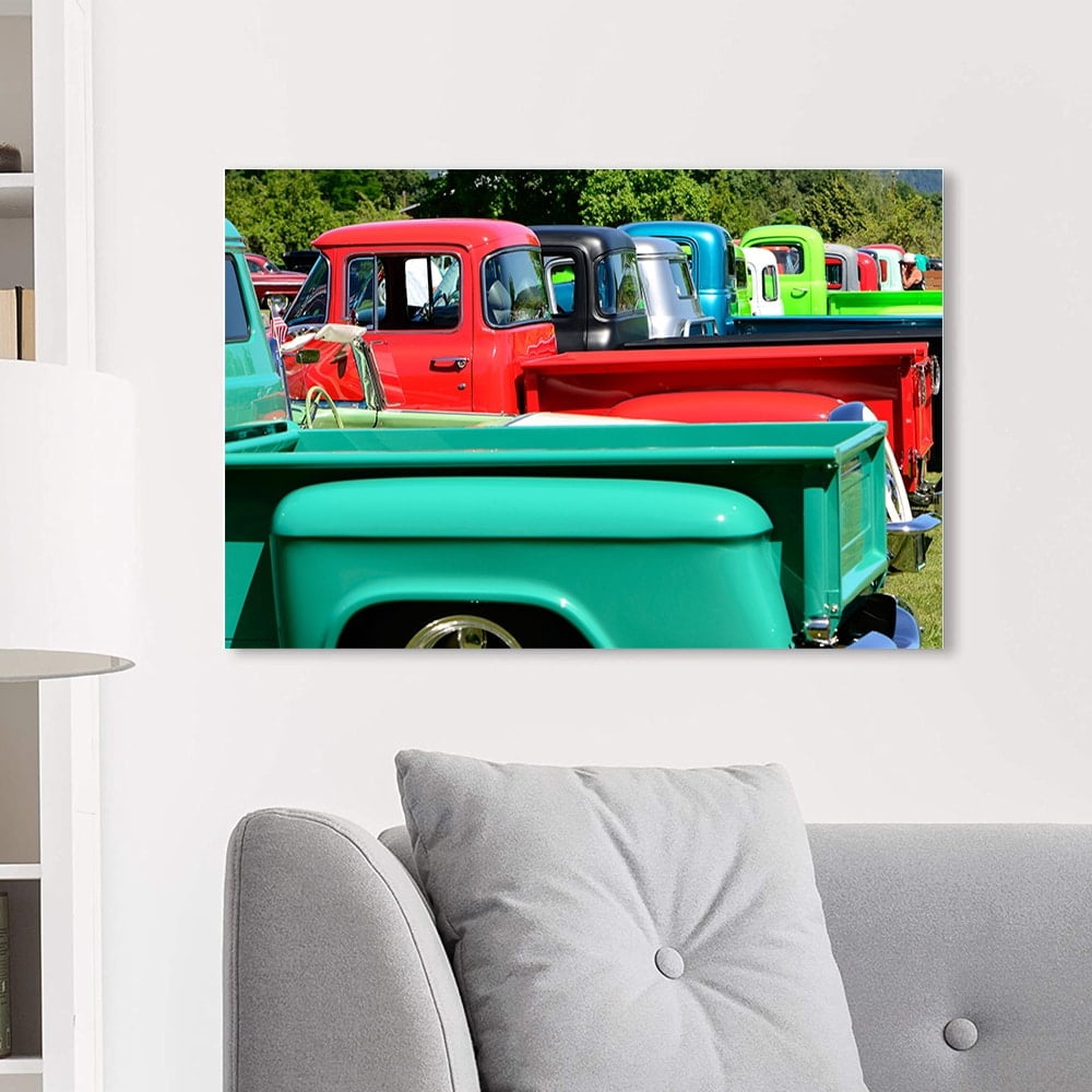Vintage Trucks Photography-14"x14" Canvas Artwork - Multi-Color 20 x 30