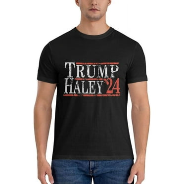 Vintage Trump Nikki Haley 2024 Men's T-Shirt Classic Short Sleeve Crewneck Tees The New Cotton Shirt