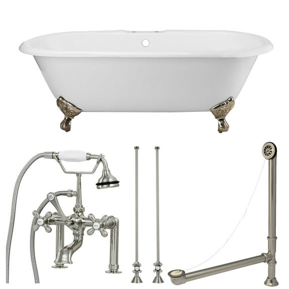 Vintage Tub & Bath Cambridge 60 Inch Cast Iron Double Ended Clawfoot Tub Package - Rim Faucet Drillings