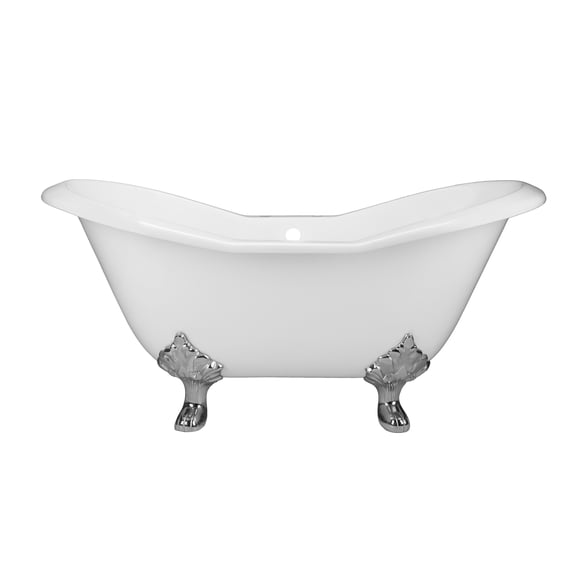 Vintage Tub & Bath Grace 61 Inch Cast Iron Double Slipper Tub - Rim Faucet Drillings - Lion Paw Feet