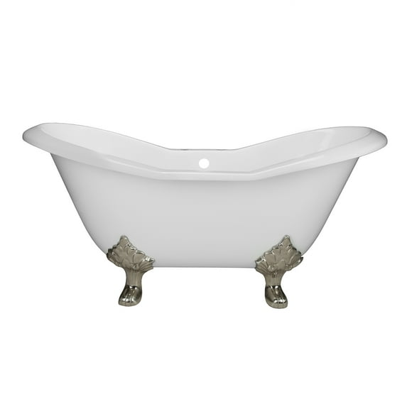Vintage Tub & Bath Grace 61 Inch Cast Iron Double Slipper Tub - Rim Faucet Drillings - Lion Paw Feet