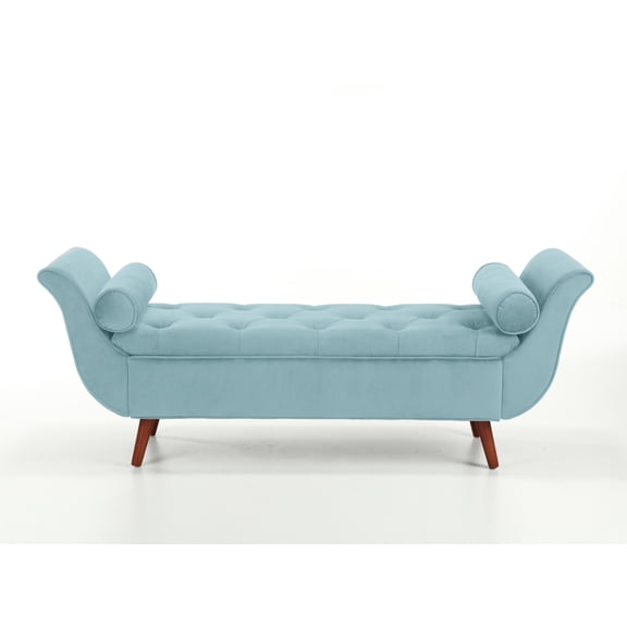 Vintage Tufted 65-inch Long Bench, Velvet Upholstered Storage Ottoman with Classic Retro