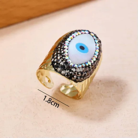 Vintage Turkey Evil Eye Finger Ring Crystal Shell Women Men Charm Gothic Jewelry