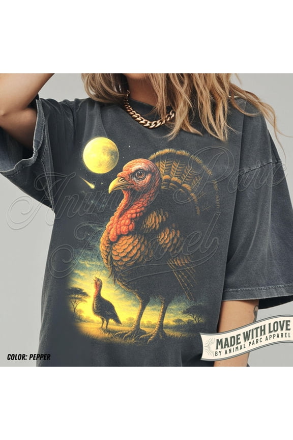 Vintage Turkey T Shirt, Vintage Farm Animal Tee, Thanksgiving Graphic Top, Full Moon Turkeys Shirt, 90s Animal Shirt, Unisex Cotton T-Shirt, Sizes S-3XL