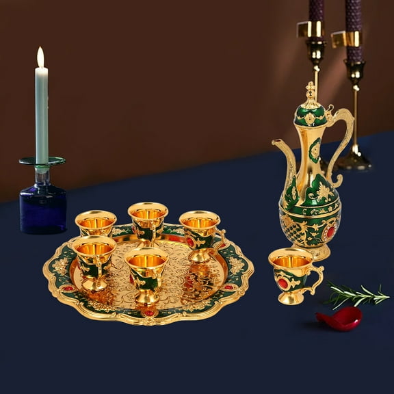 Vintage Turkish Coffee Set with Pot and 6 Cups Turkish Tea Set, for Home Decor Birthday Christmas Housewarming Wedding