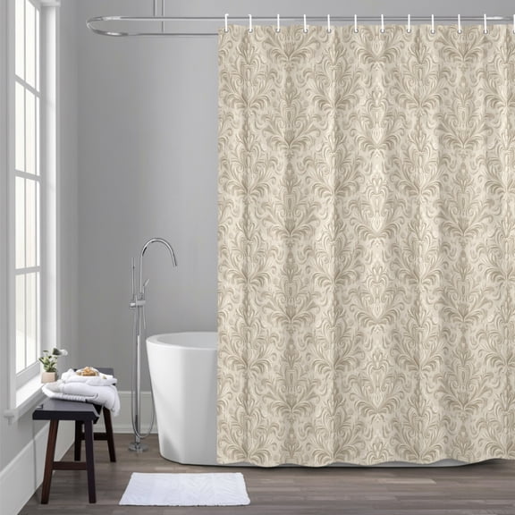 Vintage Turkish Pattern 36x72 Inches Waterproof Shower Curtain, Medieval Brown Bohemia Style Bath Curtain Set with 12 Hooks Washable Shower Curtains for Bathroom Bathtub Decor