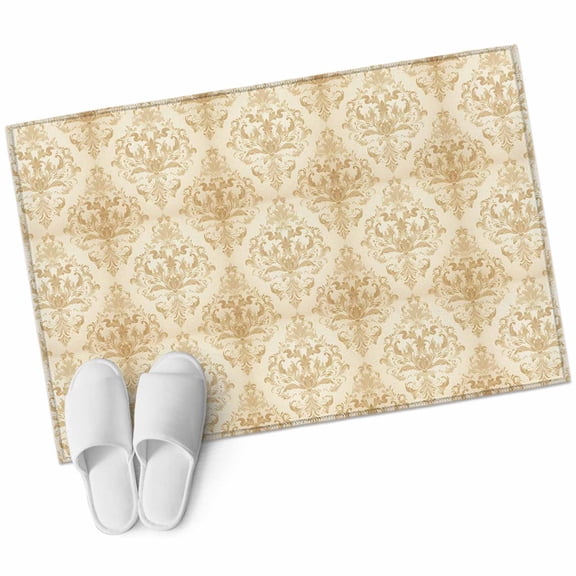 Vintage Turkish Pattern Area Rug 2x3ft Beige Mural Farm Non-Slip Washable Square Rugs Soft Felt Indoor Floor Mat for Bedroom Kitchen Living Room Bathroom