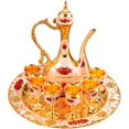 thumbnail image 1 of Vintage Turkish Tea Set: Exquisite Turkish Coffee Cup Set Including Metal Teapot, 6 Cups & Tea Tray for Home Decor Birthday Christmas Wedding Restaurant Hotel (A3), 1 of 8