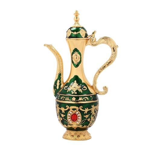 Vintage Turkish Tea Set with Teapot,Tray and 6 Cups,Multi-functional Coffee Set Wine Decanter Dispenser, Tea Sets for Adults Tea Party Set Tea Kettle for Home Housewarming (Gold&Gr