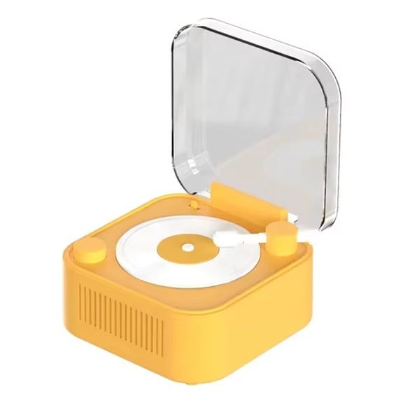 Vintage Turntable Wireless Bluetooth Speaker Long Battery Life Mini Creativity Decorative Sound Box Yellow