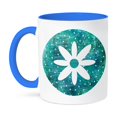 thumbnail image 1 of Vintage Turquoise Floral - White Flower - Art, 11oz Two-Tone Blue Mug, 1 of 7