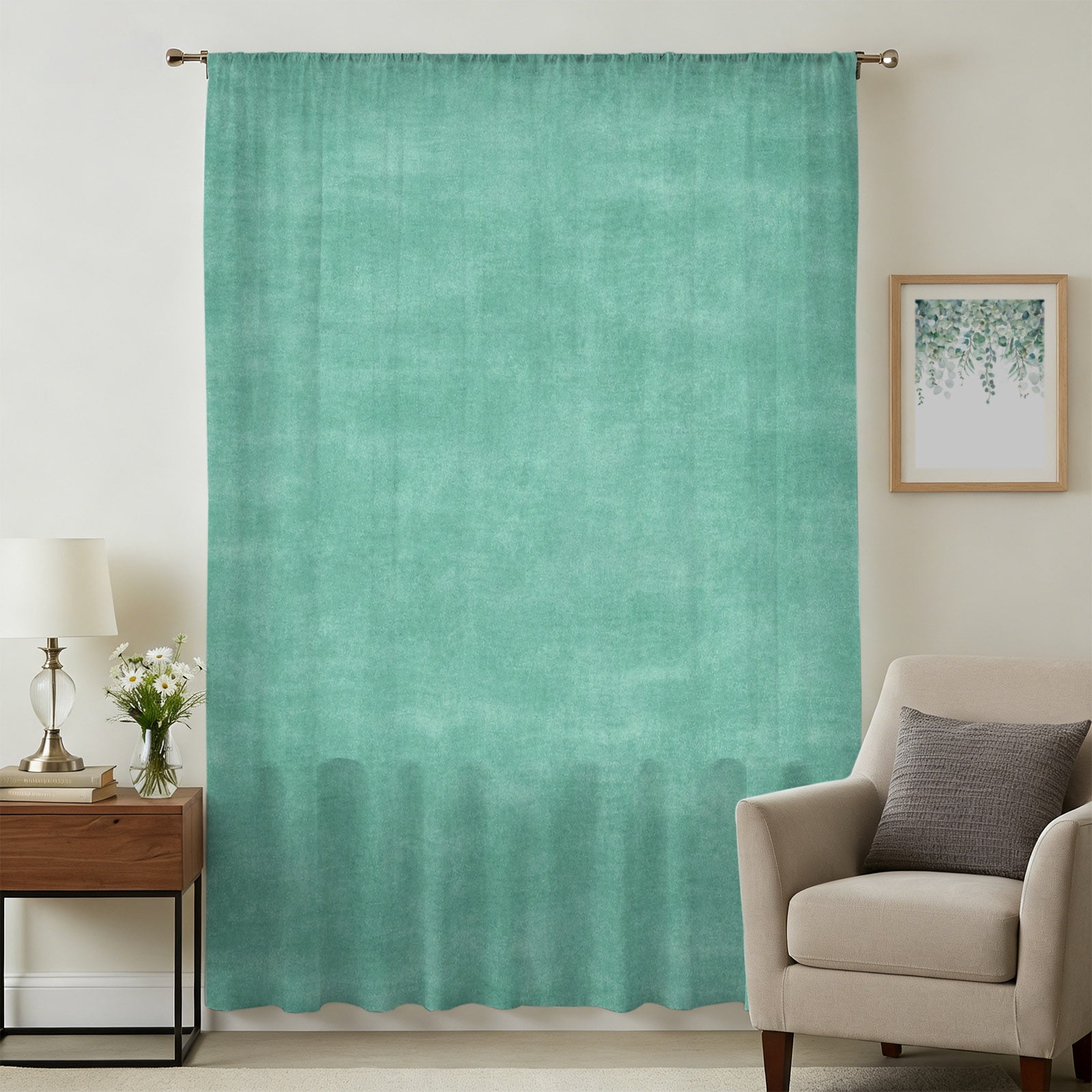 Vintage Turquoise Sheer Curtains 108 Inches Extra Long, Modern