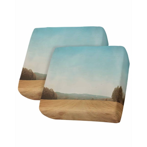 Vintage Turquoise Sky Sofa Couch Cushion Covers Washable, Removable Stretchable Sectional Couch Covers, Rustic Golden Fields Landscape Slipcovers for L & T Shape Sofa Furniture Protector S Size 2 pcs