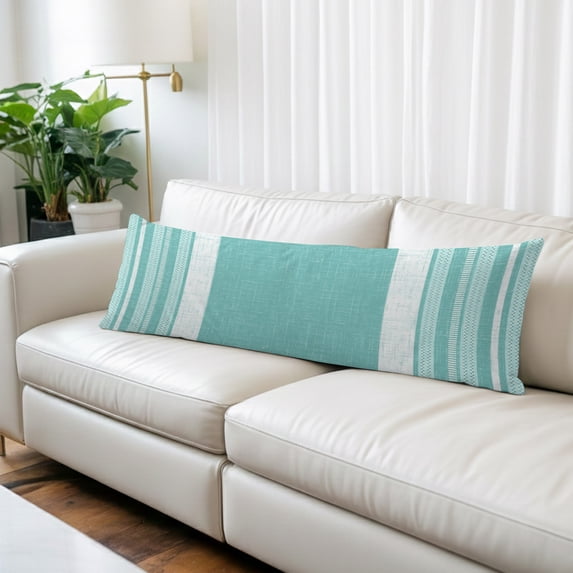 Vintage Turquoise Striped Body Pillow Cover,Pillowcase Protectors with Zipper,Breathable Decorative Throw Pillow Case Cover,Farmhouse Modern Stripes Boho Texture Pillow Shams for Couch Sofa 20x60Inch