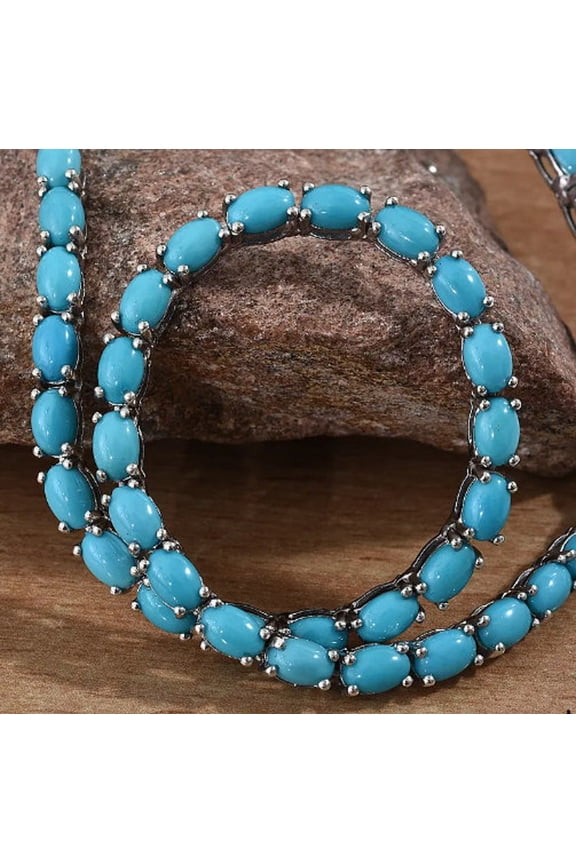 Vintage Turquoise Tennis necklace in 14K Gold Hip Hop Tennis Chain Necklace in Gold family Necklace For Mom, Grandma Gift, Initial Necklace