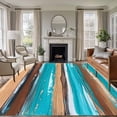 thumbnail image 1 of Vintage Turquoise Washable Living Room Rugs 6'x9', Brown Gradient Abstract Wood Grain Low Pile Throw Large Area Rug Non-Slip Sturdy Edge Binding Carpet for Dining Room Kitchen Office, 1 of 9