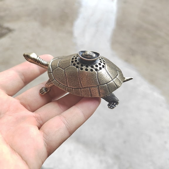 Vintage Turtle Incense Burner with Hollow Lid Brass Figurine for Meditation Spiritual Space Home Office Tabletop Decor