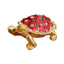 Vintage Turtle Trinket Box, Mini Jewelry Box with Rhinestones for Necklaces & Rings, Animal Themed Storage Holder for Collectible Keepsakes and Small Valuables