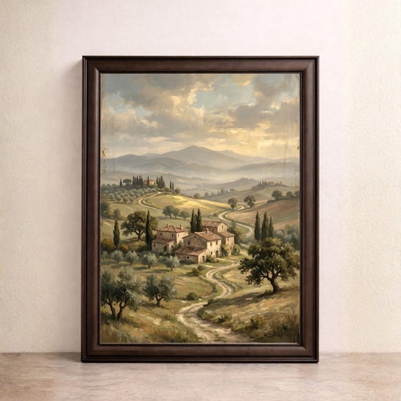 Vintage Tuscany Landscape Wall Art, Unframed Paper Poster 8x10in