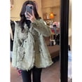 thumbnail image 1 of Vintage Tweed Jackets Women Korean Tassel Patchwork Thick Warm Coats Elegant Loose Casual All Match Chic Outerwear Tops, 1 of 6