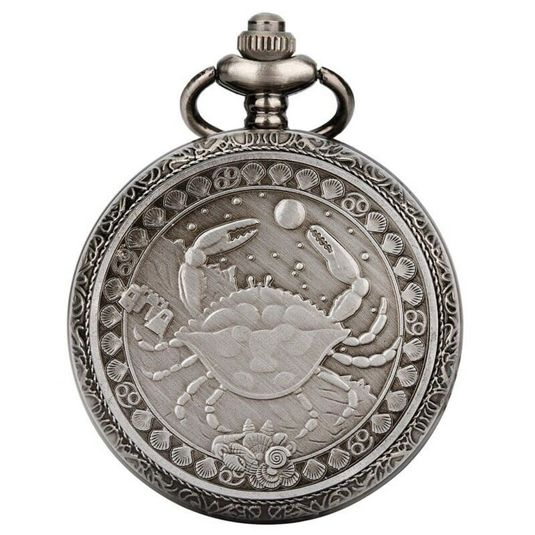 Vintage Twelve Constellation Zodiac Steampunk Pocket Watch with Pendant Chain Walmart