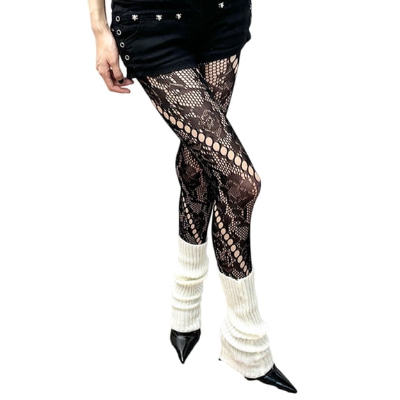 Vintage Twill Dots Patterned LaceTights Stockings for Women Aesthetic Rose Floral Hollowed Pantyhose Leggings