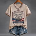 thumbnail image 1 of Vintage Twin Towers 9/11 25th Anniversary T-Shirt for Women We Will Never Forget Patriotic Printed Short Sleeve V-Neck September 11 Memorial Tee, 1 of 2