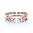 thumbnail image 1 of Vintage Twisted Salt And Pepper 1.00 Carat Round Cut Diamond Moissanite Engagement Ring, Antique Design Wedding Ring in10k Solid Rose Gold, Gift For Her, Promise Ring, Bridal Set, Matching Band, 1 of 3