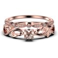 thumbnail image 1 of Vintage Twisted Salt And Pepper 1.00 Carat Round Cut Morganite And Diamond Moissanite Engagement Ring, Antique Design Wedding Ring in10k Solid Rose Gold, Promise Ring, Bridal Set, Matching Band, 1 of 3
