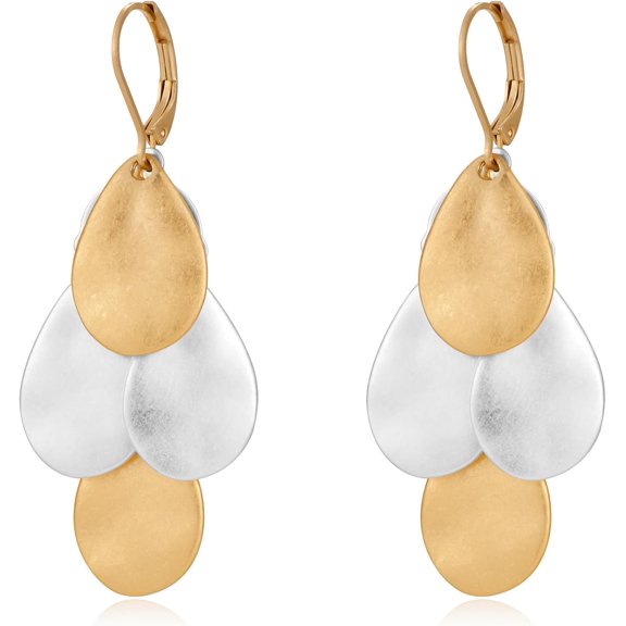 Vintage Two Tone Dangle Earrings For Women Gold And Silver Teardrop Hoops Mixed Metal Jewelry Boho Earrings[j9745]