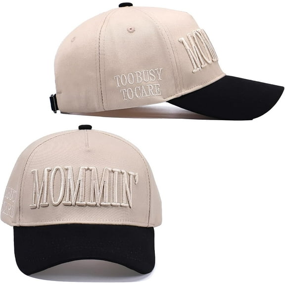 Vintage Two-Tone Trucker Hat Adjustable Baseball Cap with Mommin Embroidery Ponytail Fit Unisex Outdoor Casual Headwear