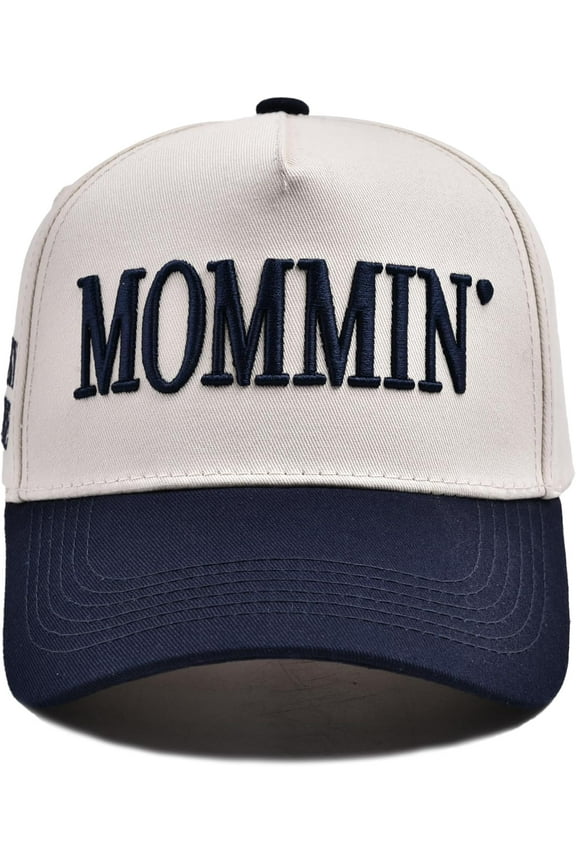 Vintage Two-Tone Women's Baseball Cap, Mommin Trucker Hat for Women & Men, Adjustable Baseball Cap, Mother Day Ponytail Hat