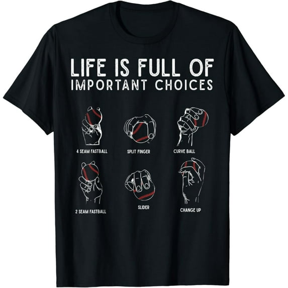 Vintage Types Of Baseball Pitches Life Choices Pitcher Player T-Shirt Size S-5Xl Best Birthday Gifts