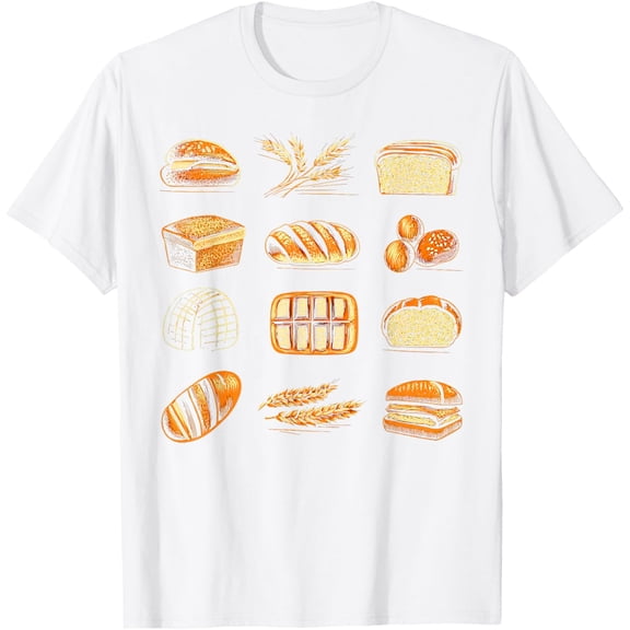 Vintage Types Of Bread Sourdough Dealer Homemaker Baking T-ShirtMen's and women's pure cotton short-sleeved shirts