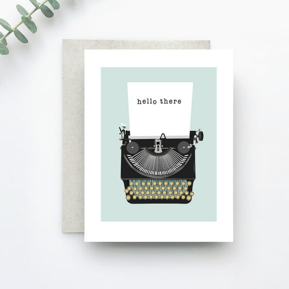 Vintage Typewriter Greeting Card hello there Blank Note Card Perfect for Any Occasion Includes Envelope, Ideal for Friends, Family, or Personal Notes